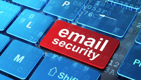 Email Security on computer keyboard background
