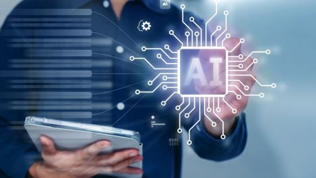 Someone working on a tablet with AI