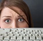 woman afraid of technology